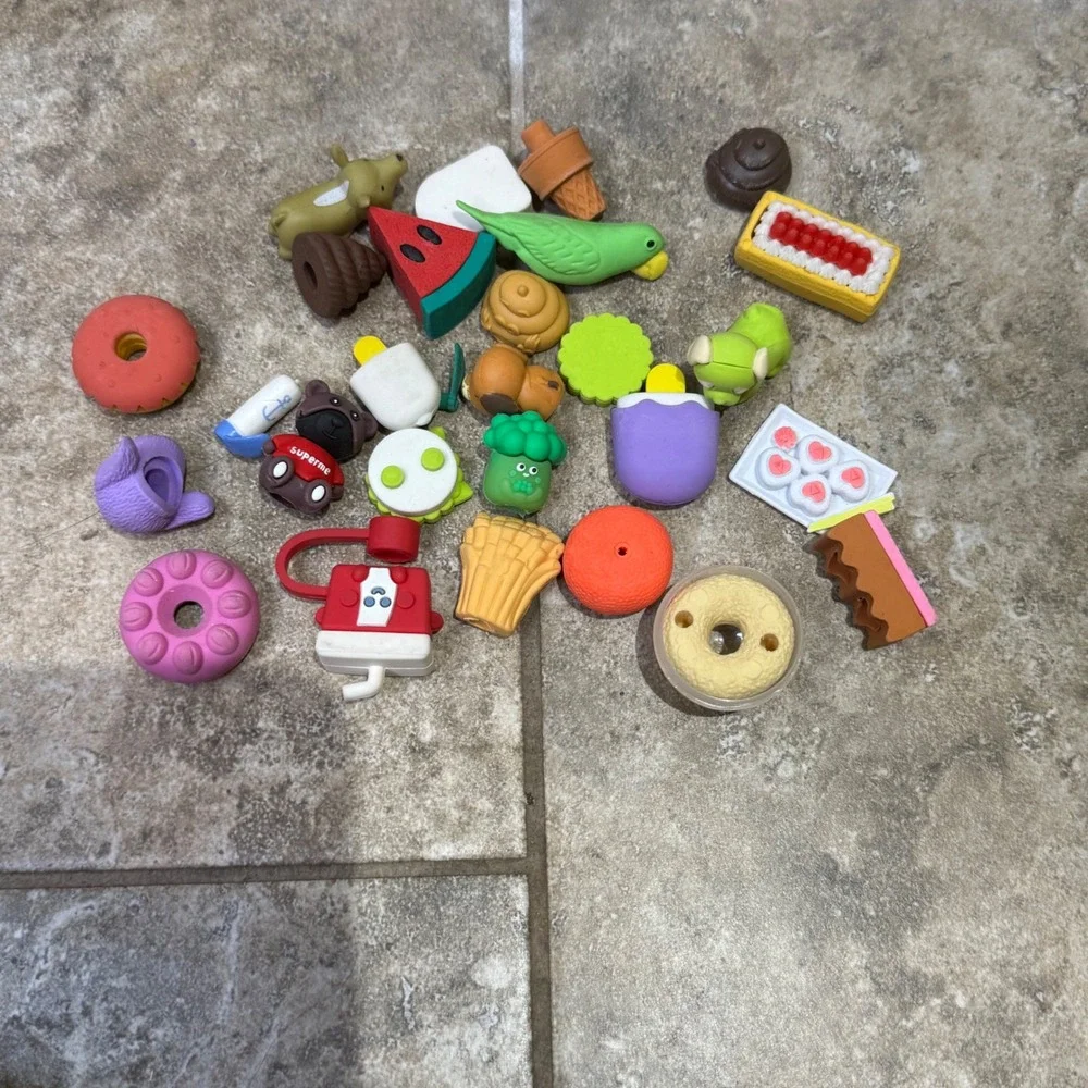 Novelty Mini Eraser Lot Food Animal Kawaii‎ School Party Favors Bulk Set